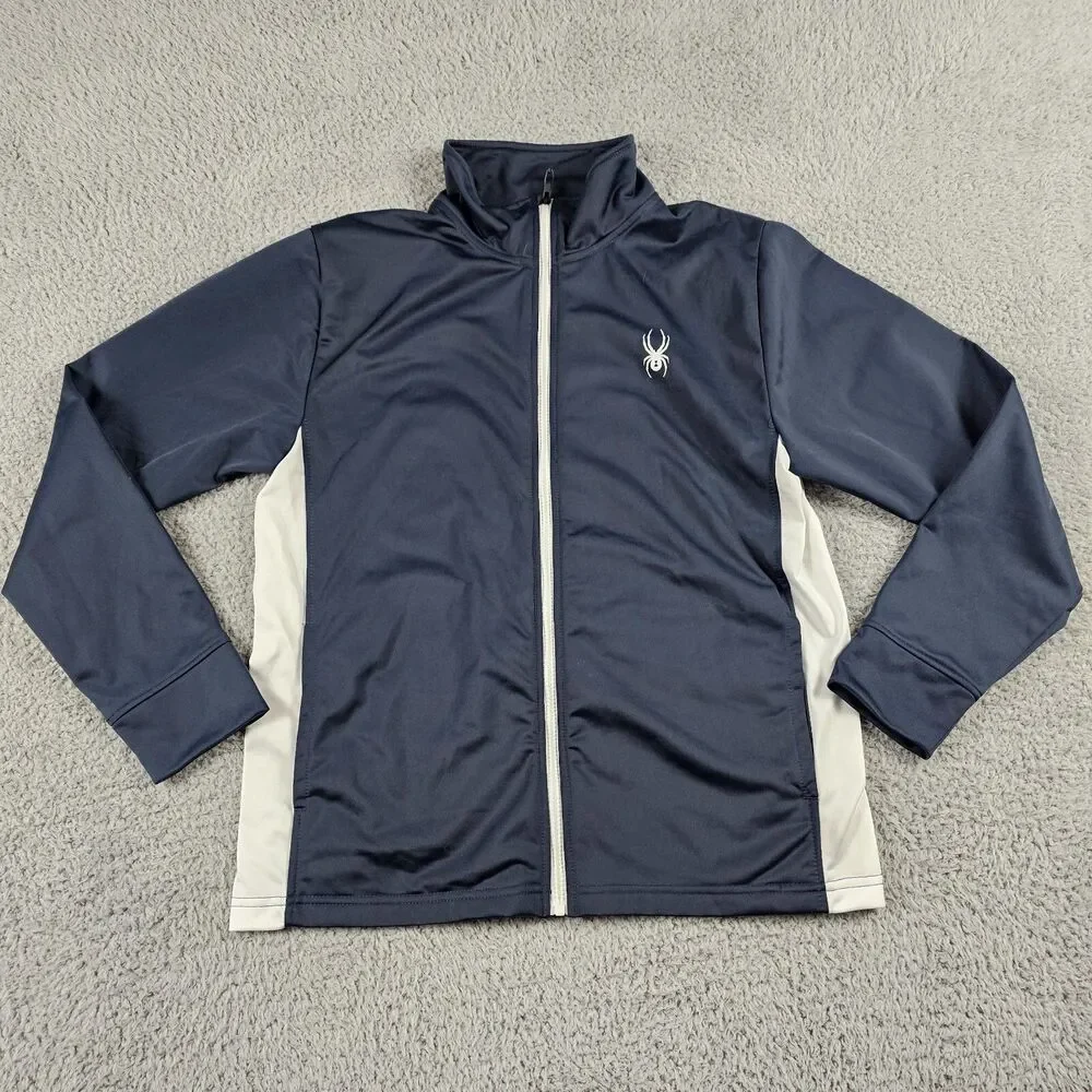 Spyder Track Jacket Mens Medium Navy Full Zip Stretch Athleisure Lightweight